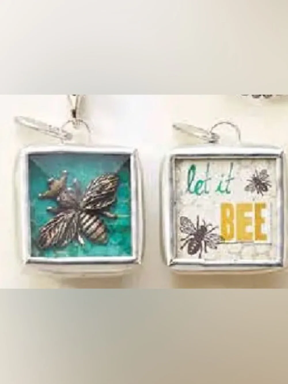 Jewel Kade Brass Bee Pendant with Teal Background